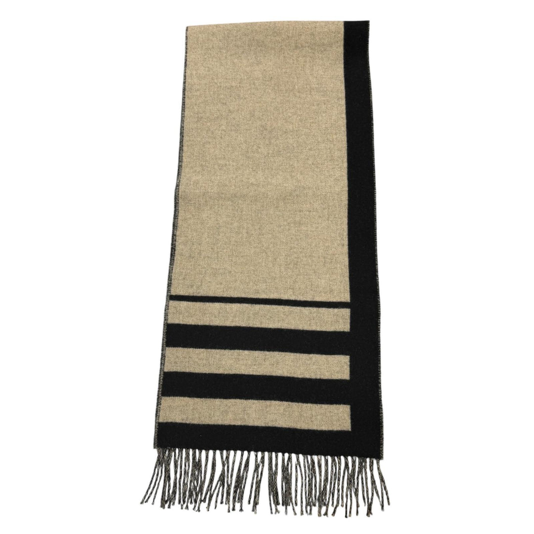 Excellent HERMES Scarf Love Story Scarf Horse pattern with fringe black cashmere