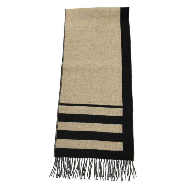 Excellent HERMES Scarf Love Story Scarf Horse pattern with fringe black cashmere