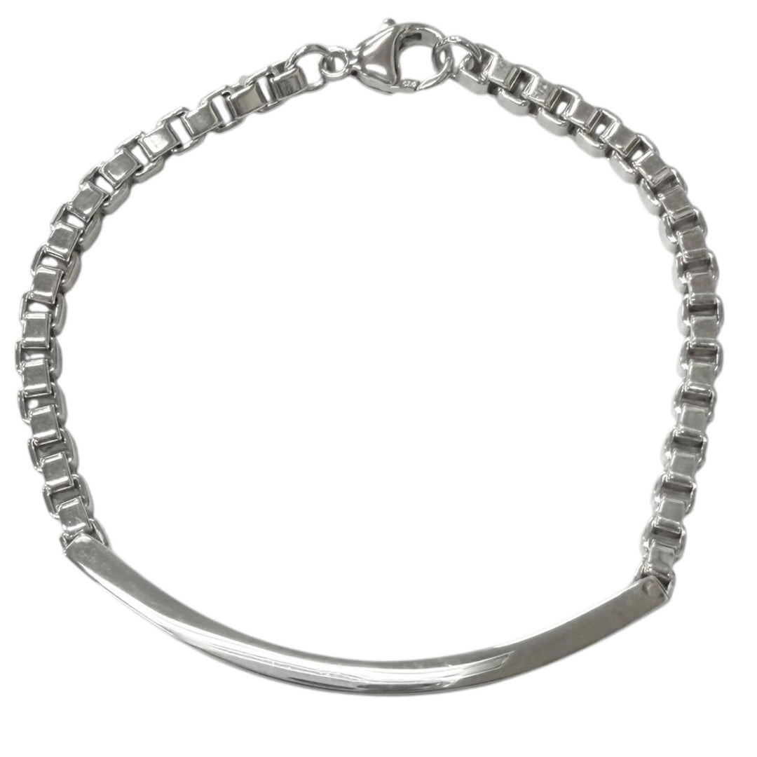 Excellent TIFFANY&Co. Venetian Link ID Bracelet Silver SV925 mens