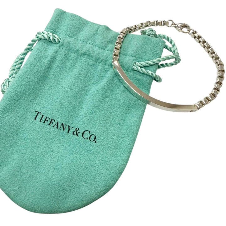 Excellent TIFFANY&Co. Venetian Link ID Bracelet Silver SV925 mens
