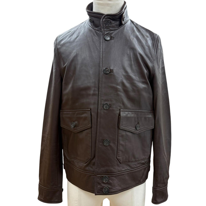 Great CINQUAΝΤΑ leather jacket Dark brown Cowhide mens 48