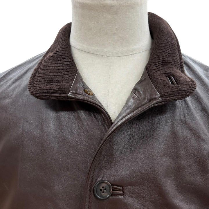 Great CINQUAΝΤΑ leather jacket Dark brown Cowhide mens 48