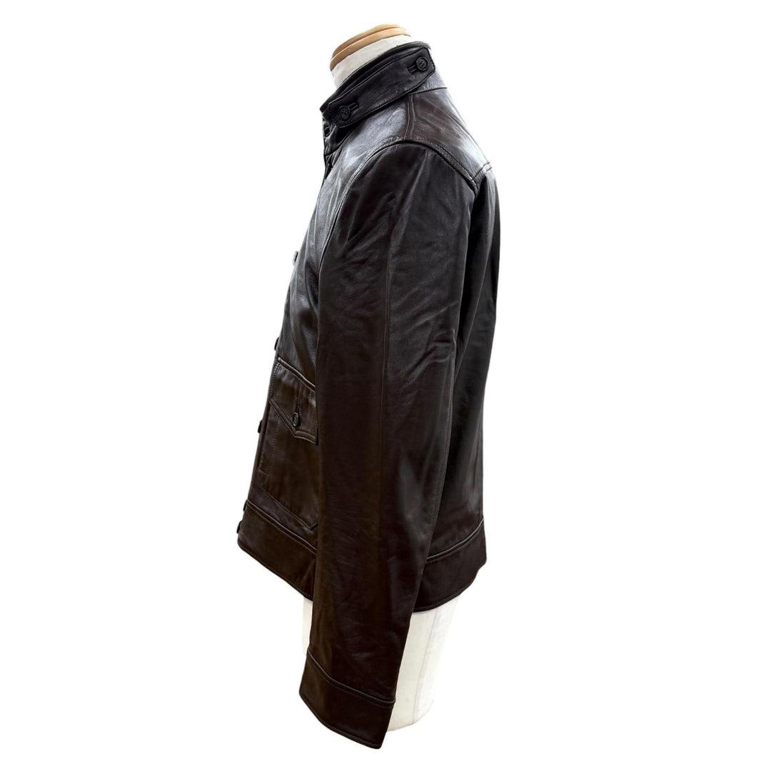 Great CINQUAΝΤΑ leather jacket Dark brown Cowhide mens 48
