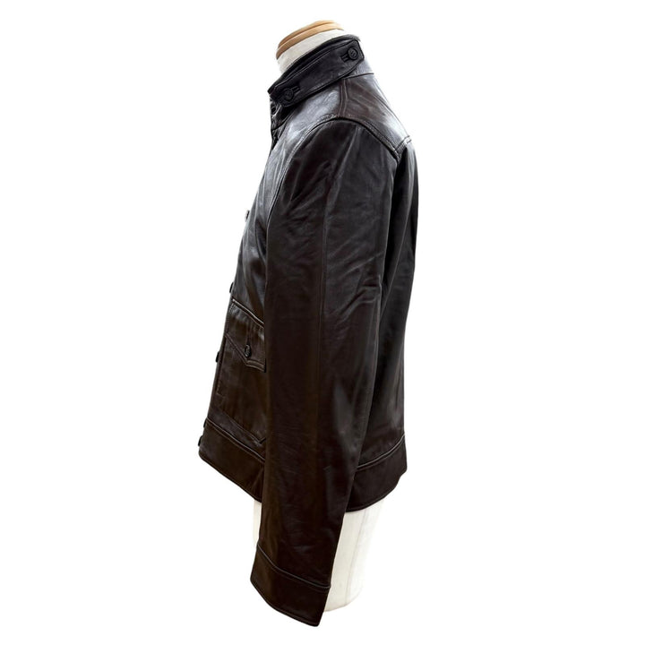 Great CINQUAΝΤΑ leather jacket Dark brown Cowhide mens 48