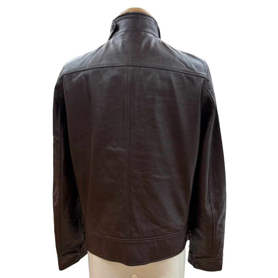 Great CINQUAΝΤΑ leather jacket Dark brown Cowhide mens 48