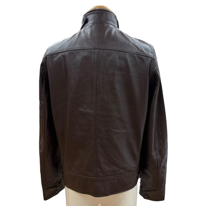 Great CINQUAΝΤΑ leather jacket Dark brown Cowhide mens 48