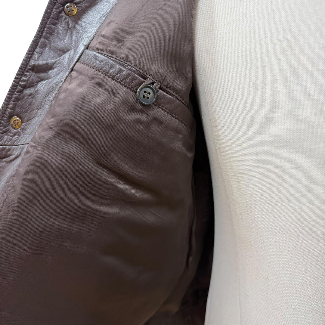 Great CINQUAΝΤΑ leather jacket Dark brown Cowhide mens 48