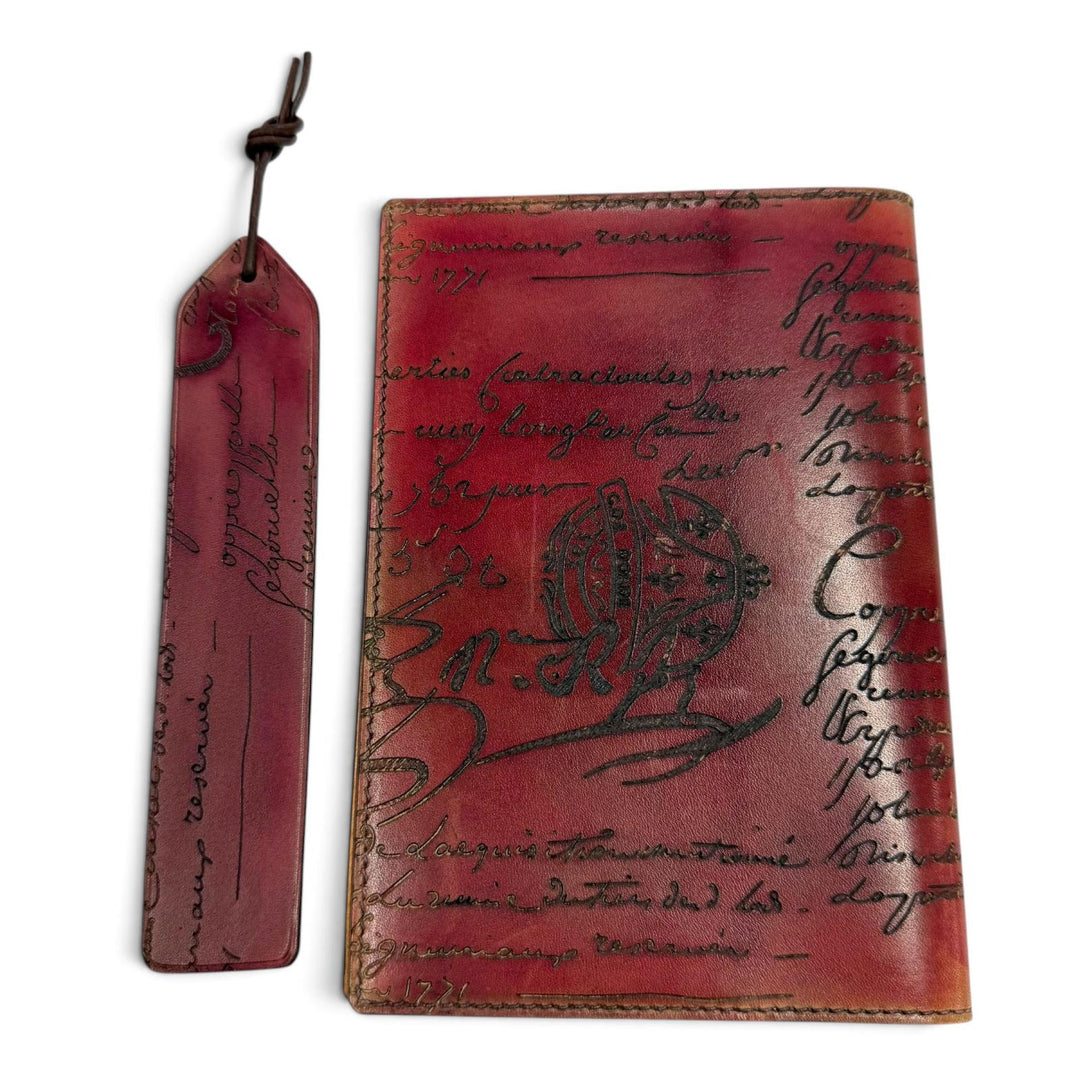 Great Berluti Notebook cover Red scritto leather mens