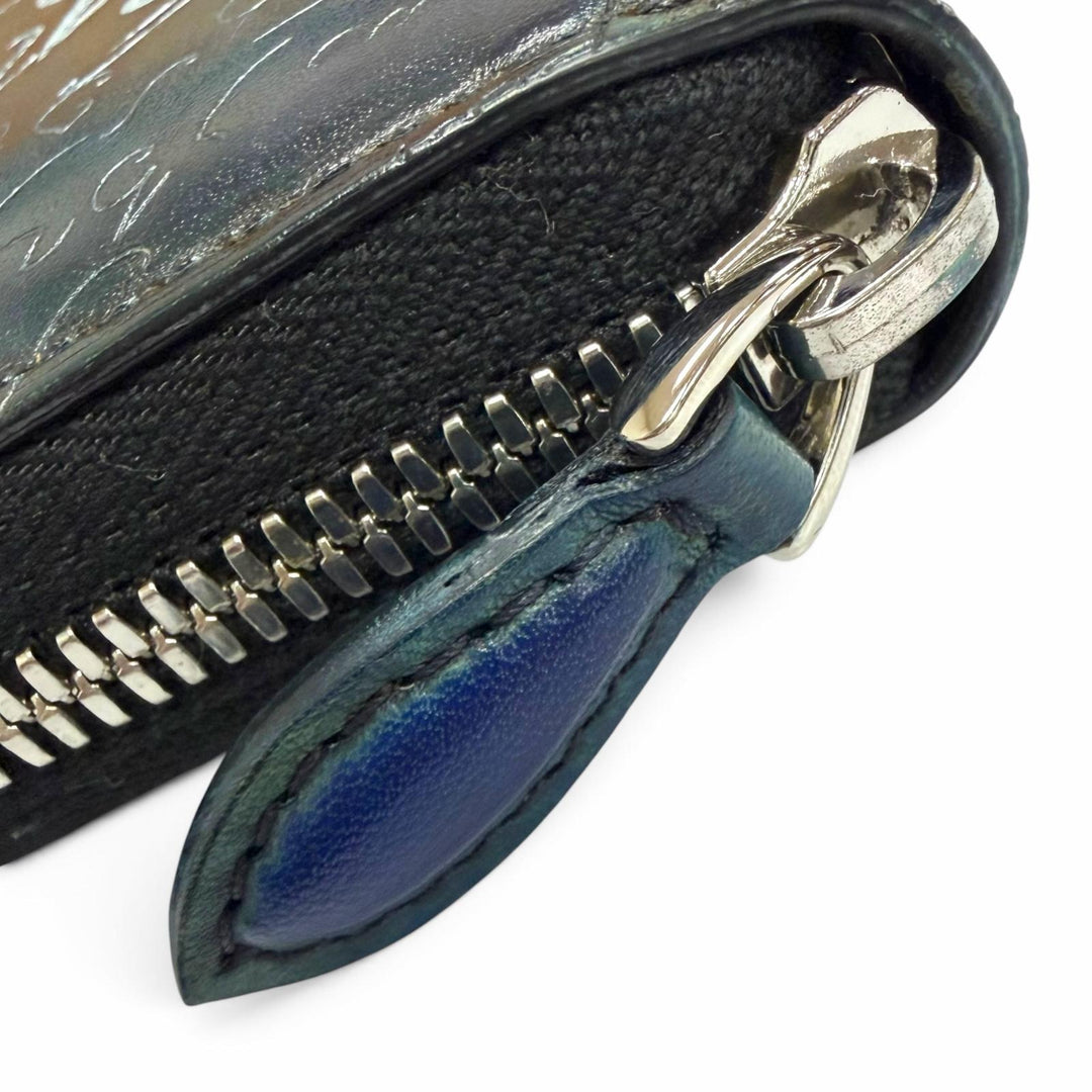 Pristine BERLUTI Purse Itauba Silver Patina Calligraphy Scritto turquoise