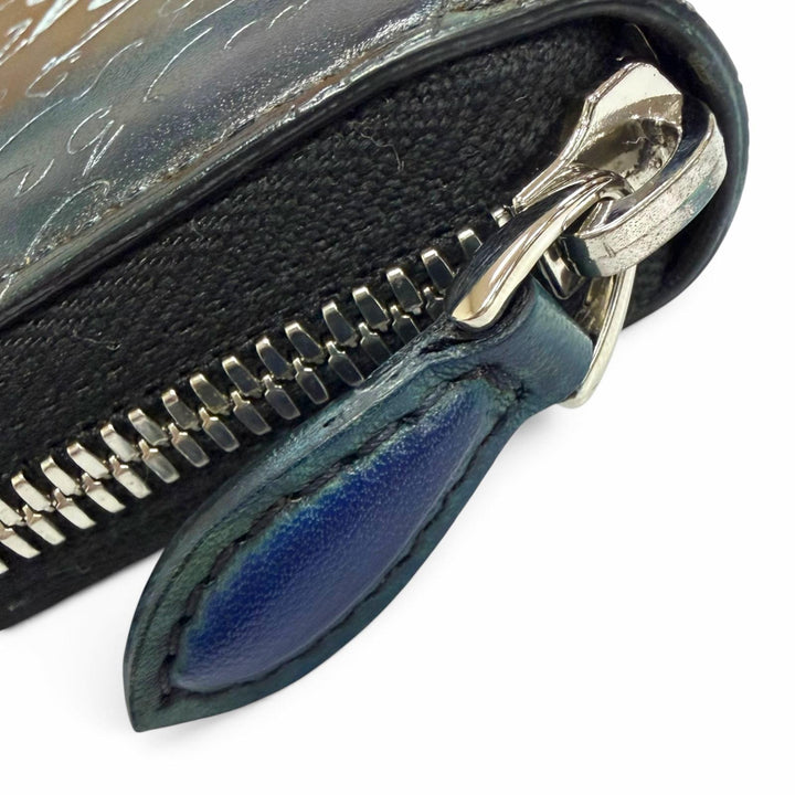 Pristine BERLUTI Purse Itauba Silver Patina Calligraphy Scritto turquoise