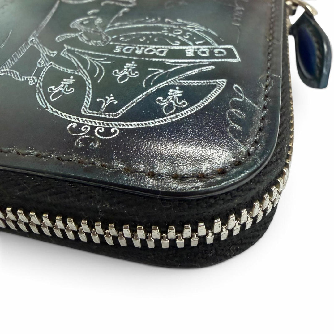 Pristine BERLUTI Purse Itauba Silver Patina Calligraphy Scritto turquoise