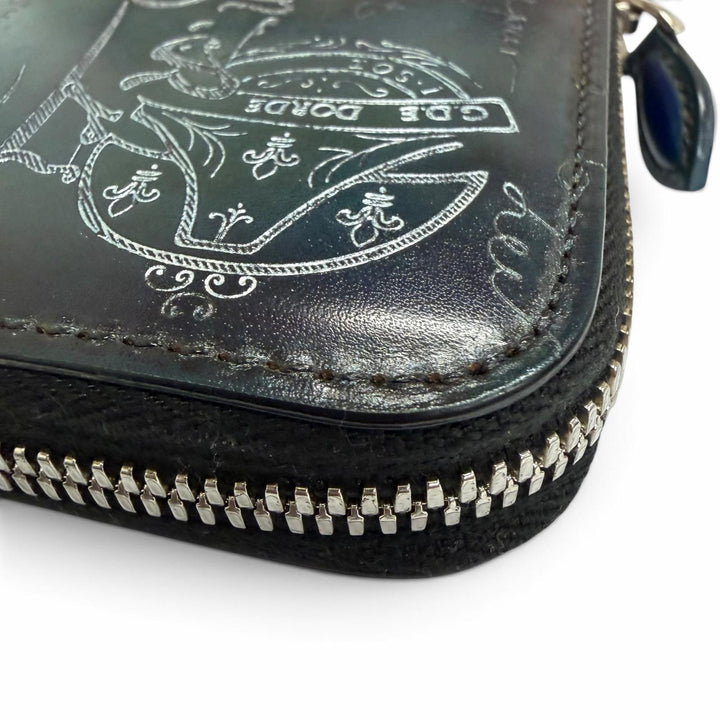 Pristine BERLUTI Purse Itauba Silver Patina Calligraphy Scritto turquoise