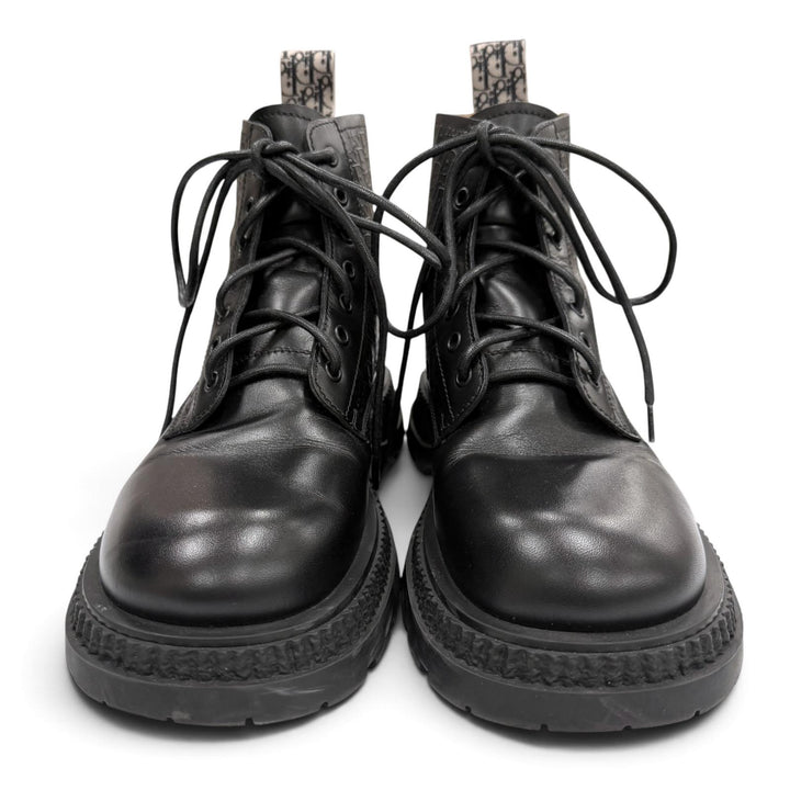 Great DIOR boots BUFFALO LACE-UP BOOTS Oblique lace-up black leather mens 41