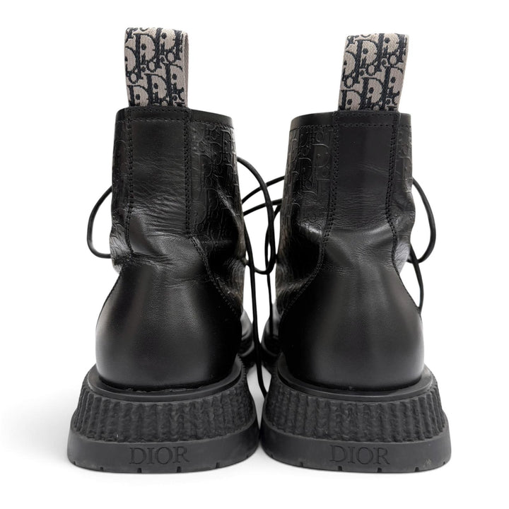 Great DIOR boots BUFFALO LACE-UP BOOTS Oblique lace-up black leather mens 41