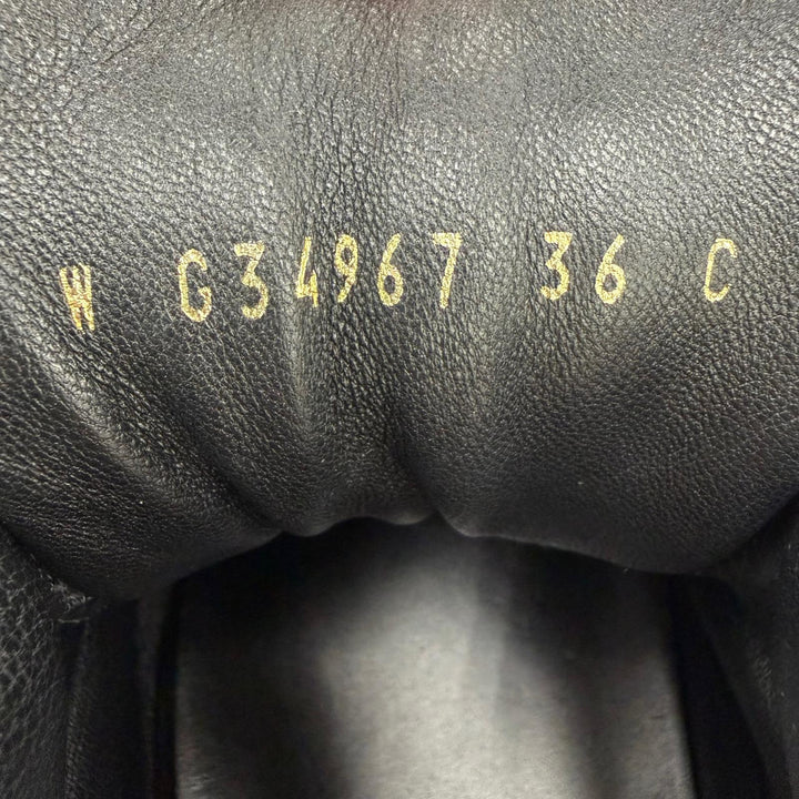 Great CHANEL High cut sneakers Logo Metal Velcro Lace-up Leather black 36 G34967