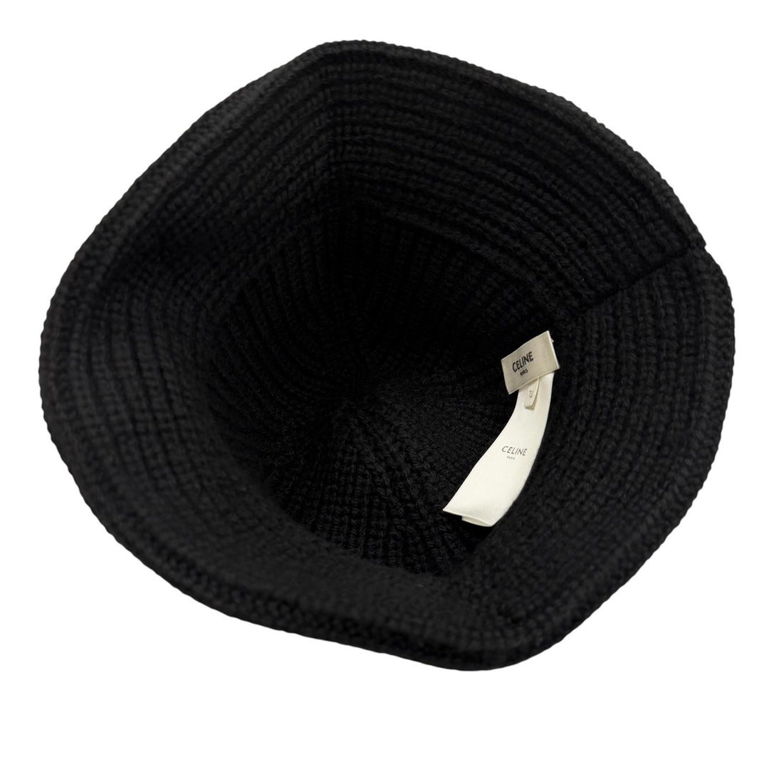 Great CELINE hat Triomphe Knit Bucket black cashmere Women 2A80T384D