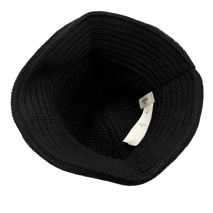 Great CELINE hat Triomphe Knit Bucket black cashmere Women 2A80T384D