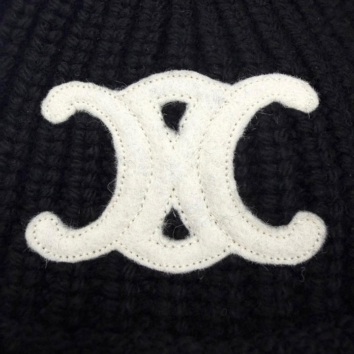 Great CELINE hat Triomphe Knit Bucket black cashmere Women 2A80T384D