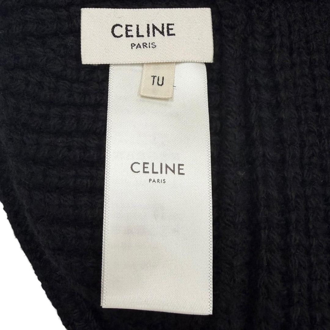 Great CELINE hat Triomphe Knit Bucket black cashmere Women 2A80T384D