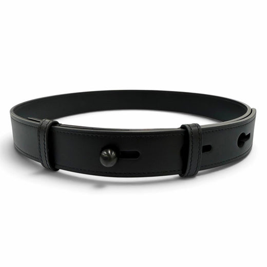 Excellent LOEWE belt Embossed logo anagram Metal black leather Women 182425