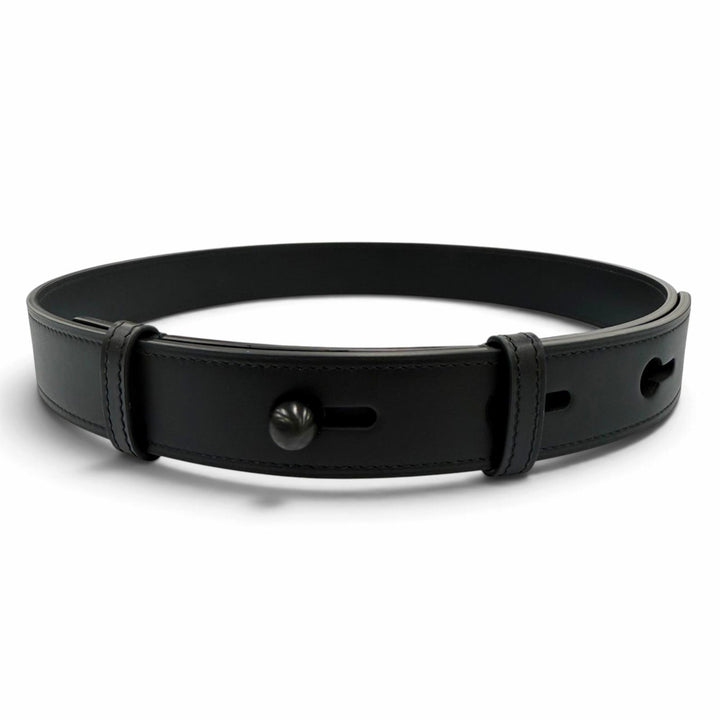 Excellent LOEWE belt Embossed logo anagram Metal black leather Women 182425