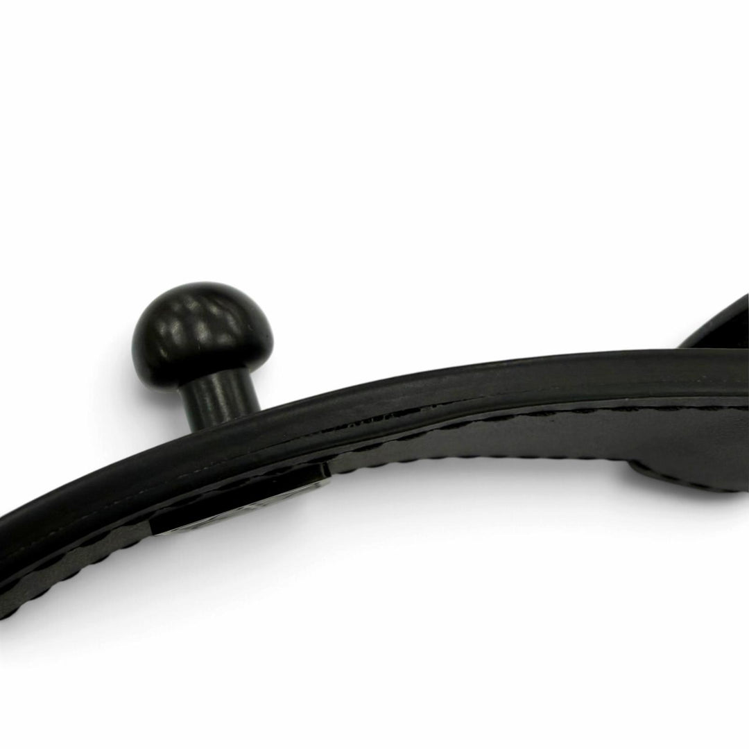 Excellent LOEWE belt Embossed logo anagram Metal black leather Women 182425