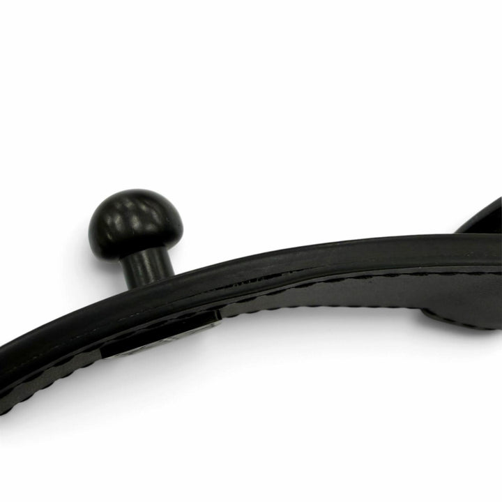 Excellent LOEWE belt Embossed logo anagram Metal black leather Women 182425