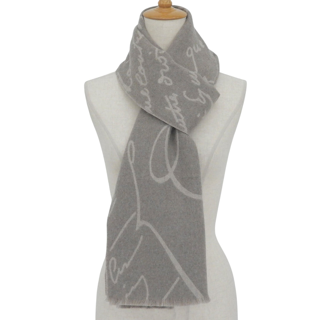 Great BERLUTI Scarf Calligraphy Gurege wool mens