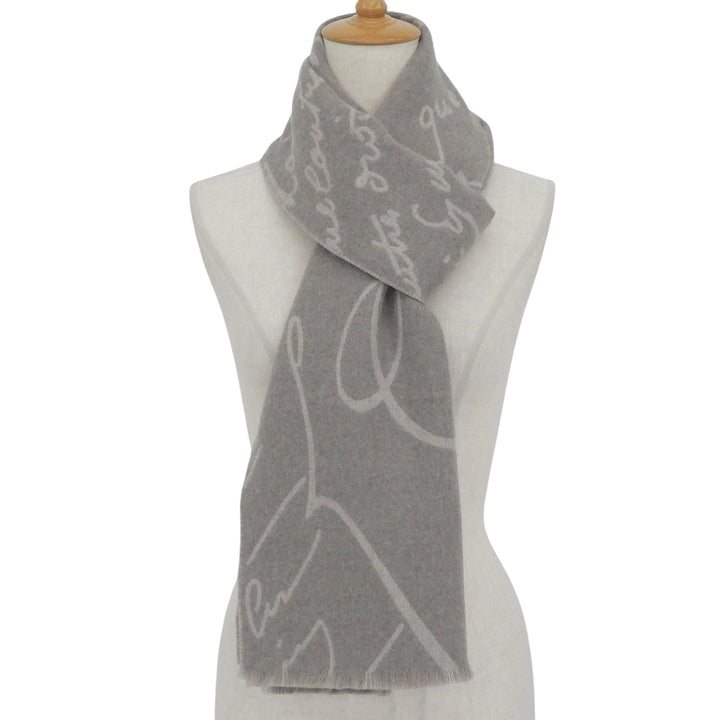 Great BERLUTI Scarf Calligraphy Gurege wool mens