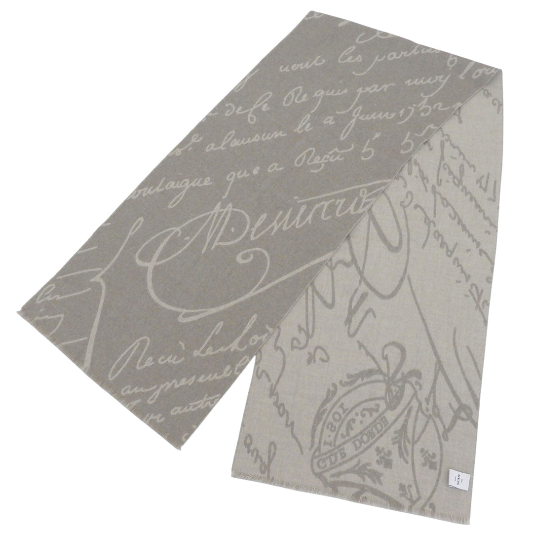 Great BERLUTI Scarf Calligraphy Gurege wool mens