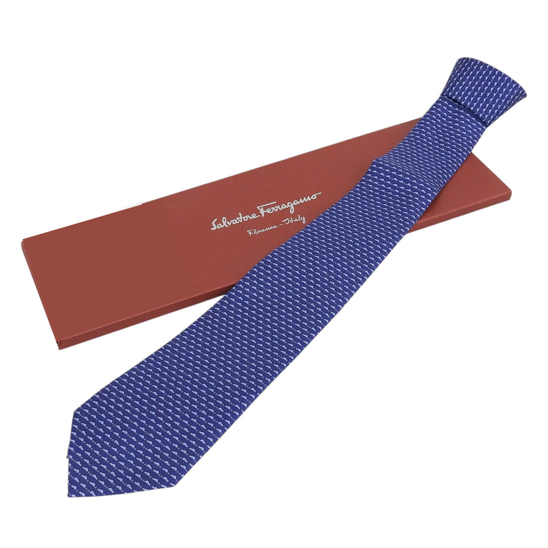 Pristine Salvatore Ferragamo tie Mouse pattern blue silk mens