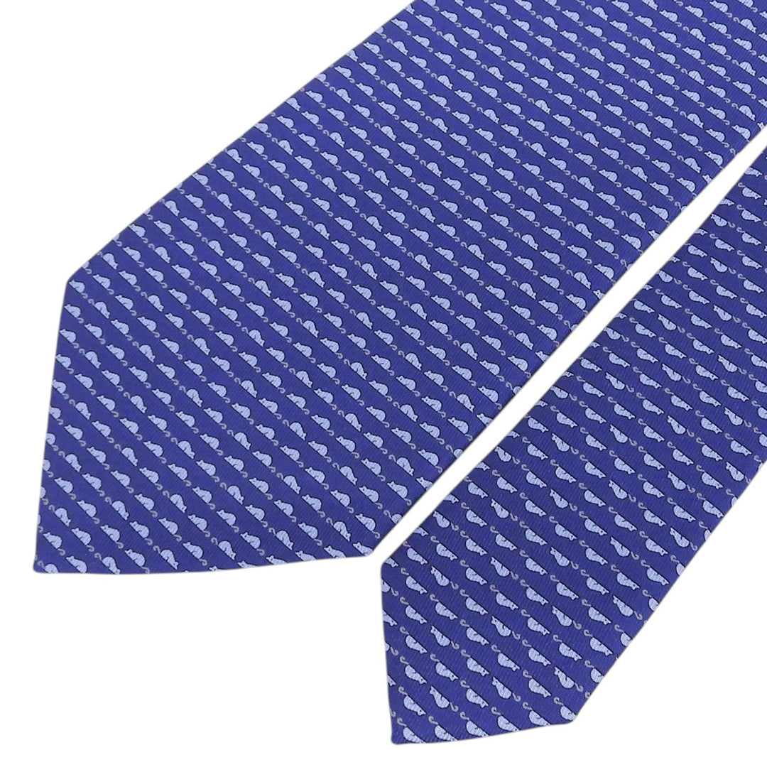 Pristine Salvatore Ferragamo tie Mouse pattern blue silk mens