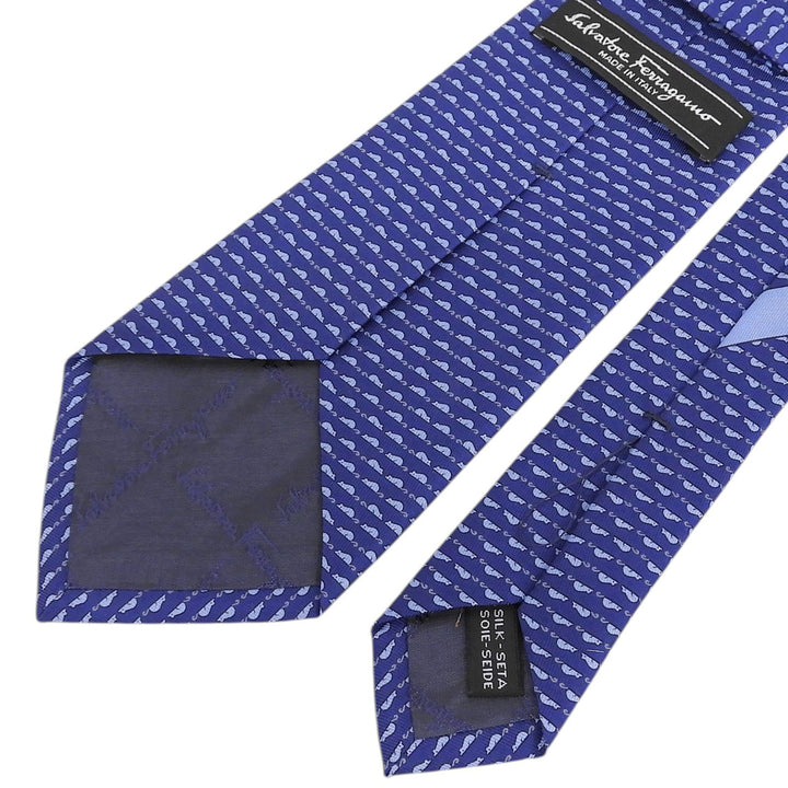 Pristine Salvatore Ferragamo tie Mouse pattern blue silk mens