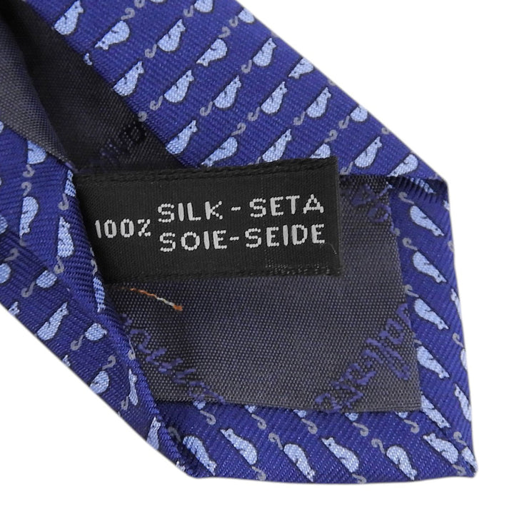 Pristine Salvatore Ferragamo tie Mouse pattern blue silk mens