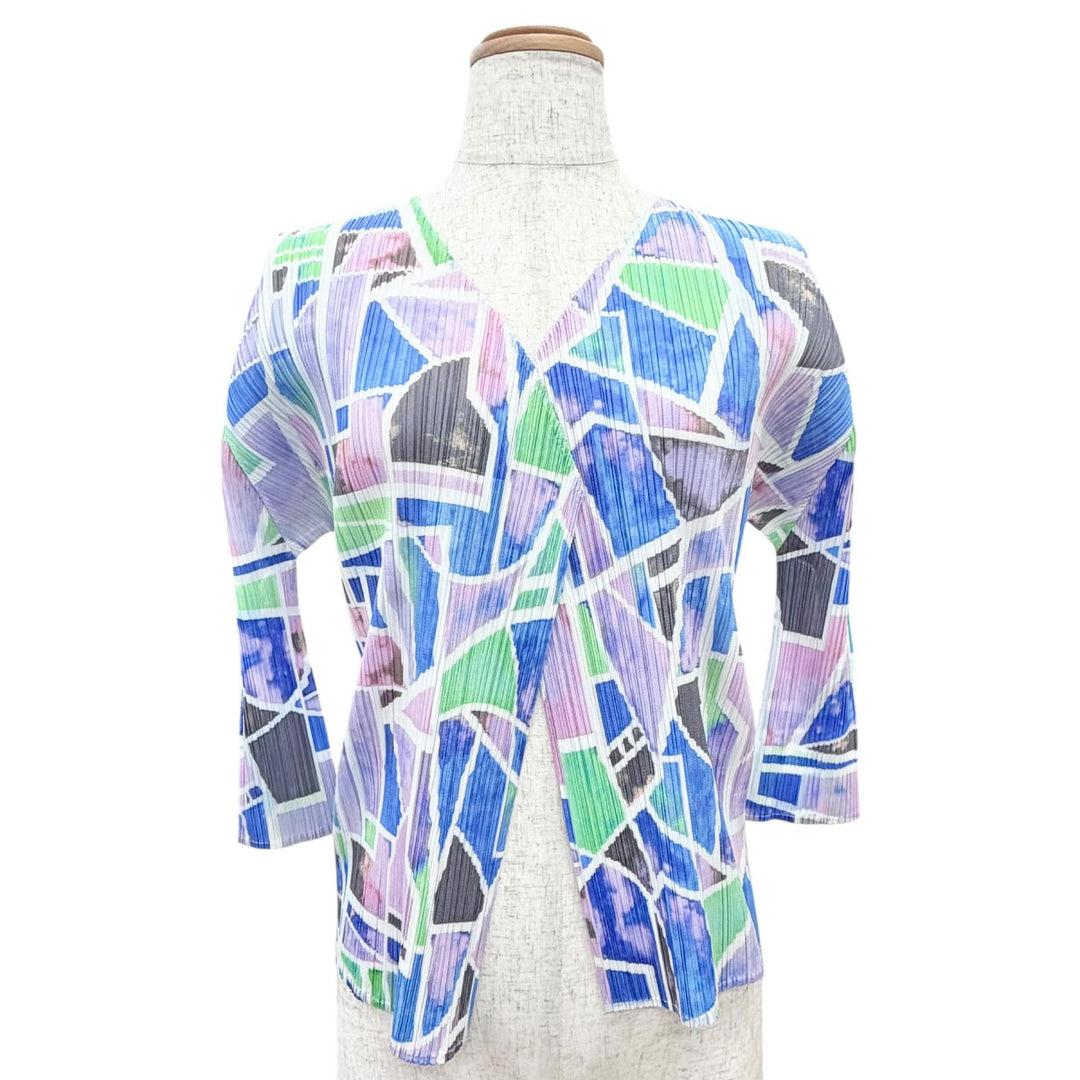 Excellent PLEATS PLEASE cardigan All-over print design, buttonless 3 PP31JO723