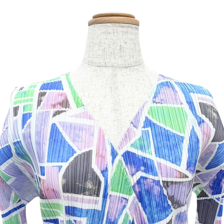 Excellent PLEATS PLEASE cardigan All-over print design, buttonless 3 PP31JO723