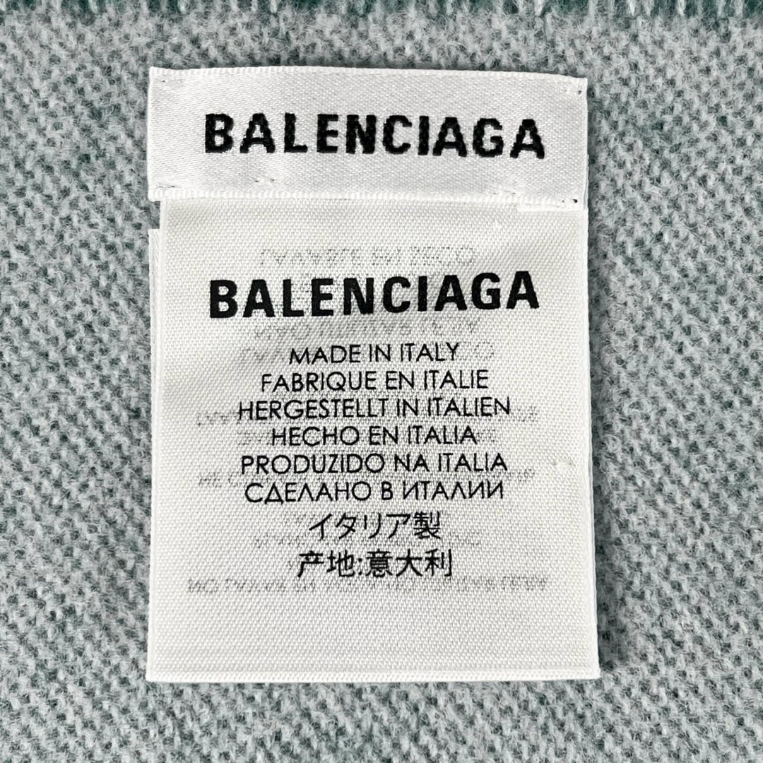 Excellent BALENCIAGA Scarf Two-tone logo jacquard green wool mens