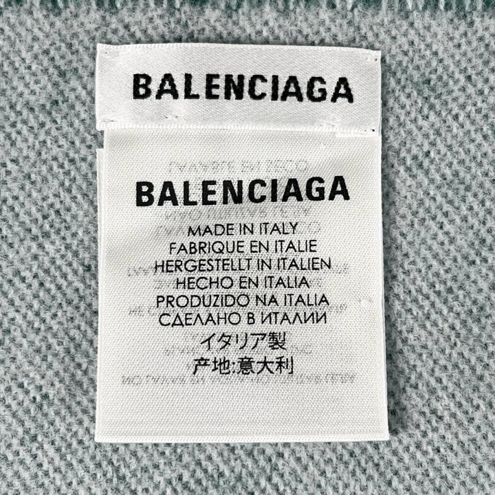 Excellent BALENCIAGA Scarf Two-tone logo jacquard green wool mens