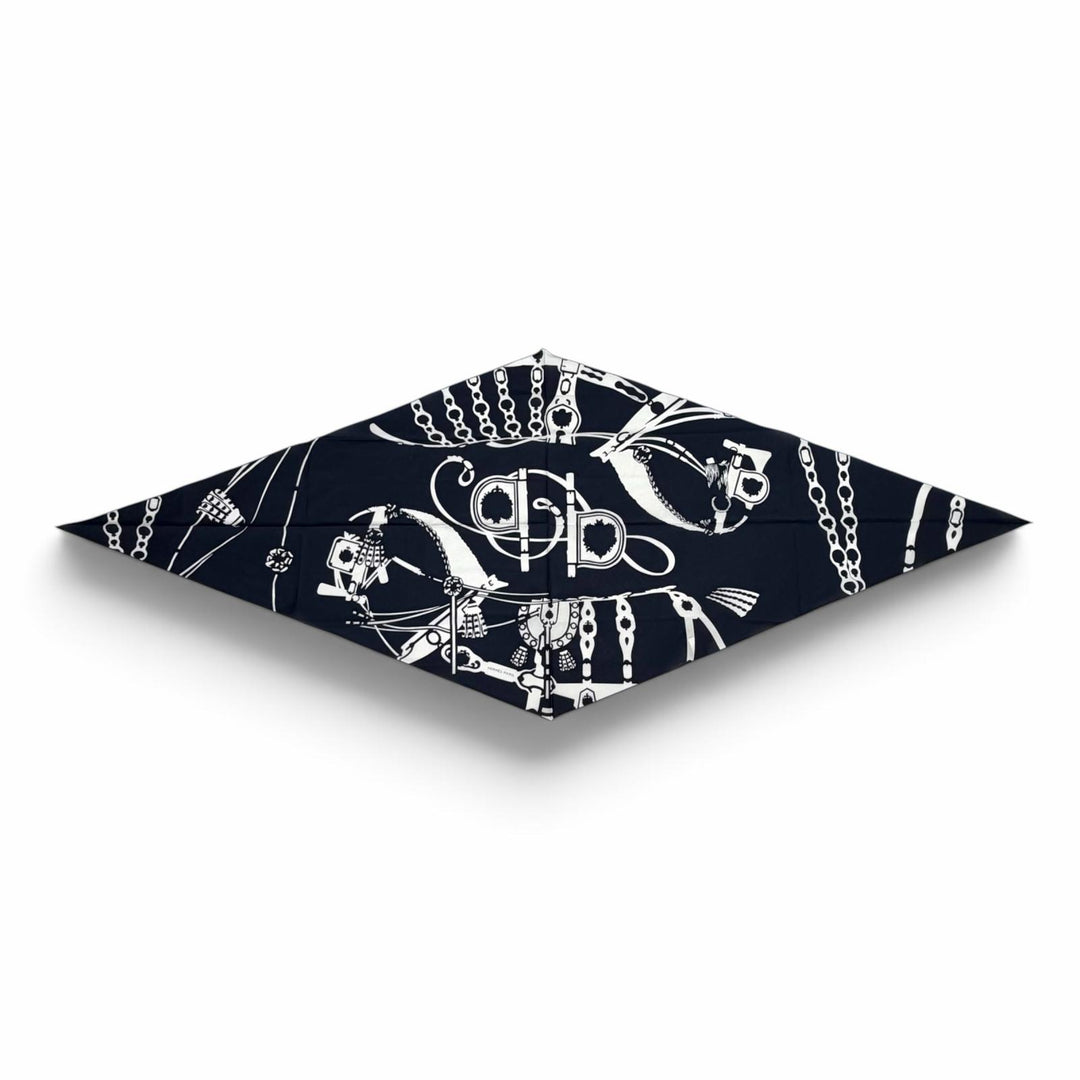 Pristine HERMES scarf Losange GM Court Harness Diamond shape cotton H434223T