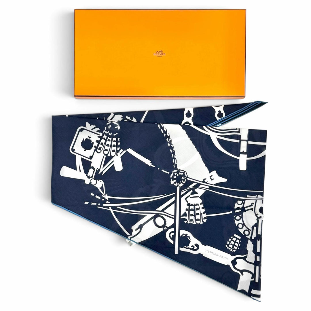 Pristine HERMES scarf Losange GM Court Harness Diamond shape cotton H434223T