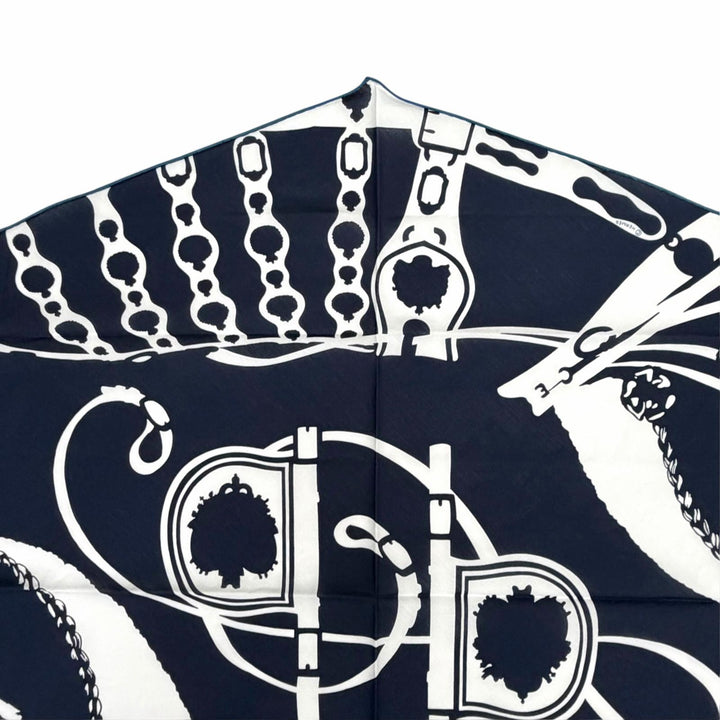 Pristine HERMES scarf Losange GM Court Harness Diamond shape cotton H434223T