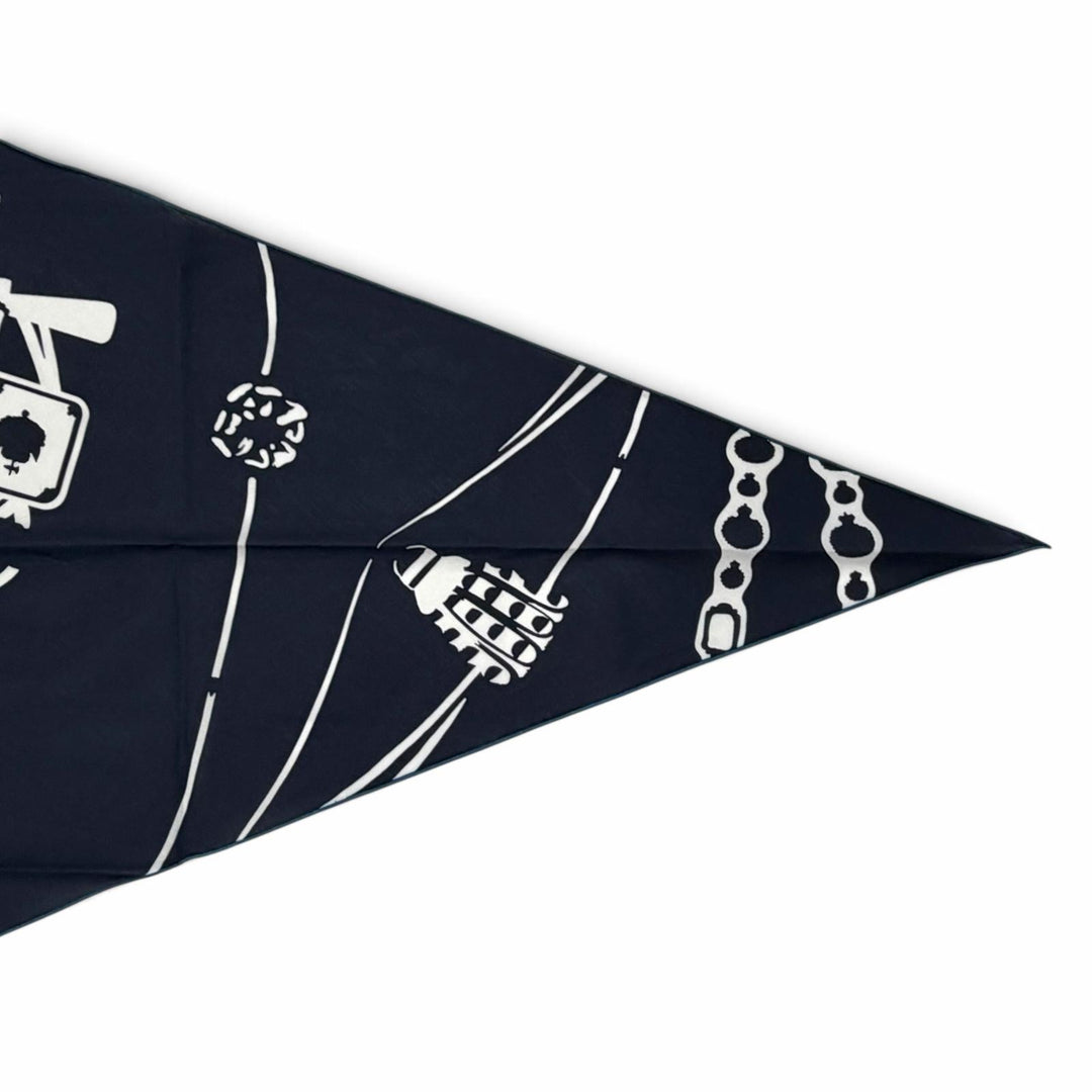 Pristine HERMES scarf Losange GM Court Harness Diamond shape cotton H434223T
