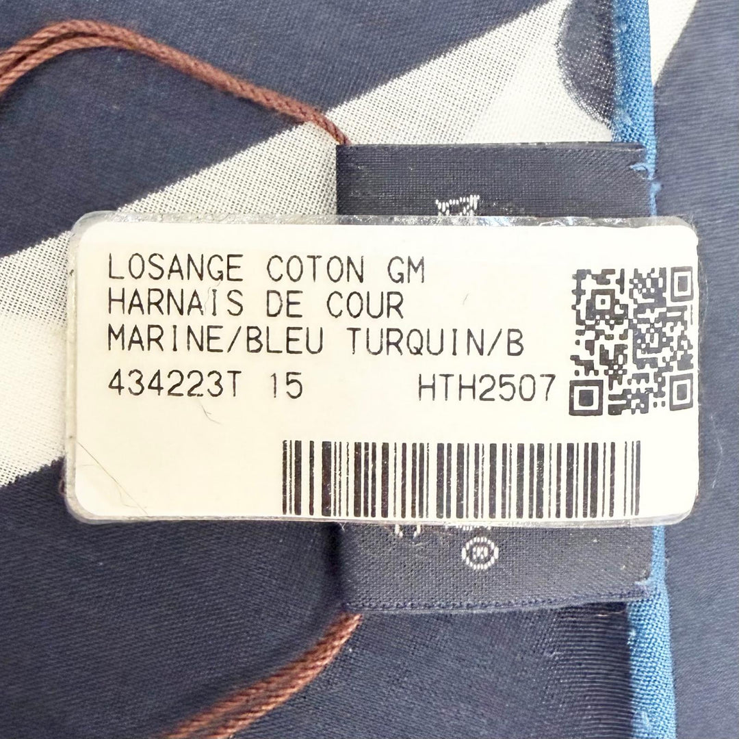 Pristine HERMES scarf Losange GM Court Harness Diamond shape cotton H434223T