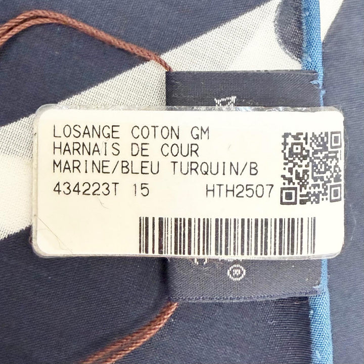 Pristine HERMES scarf Losange GM Court Harness Diamond shape cotton H434223T