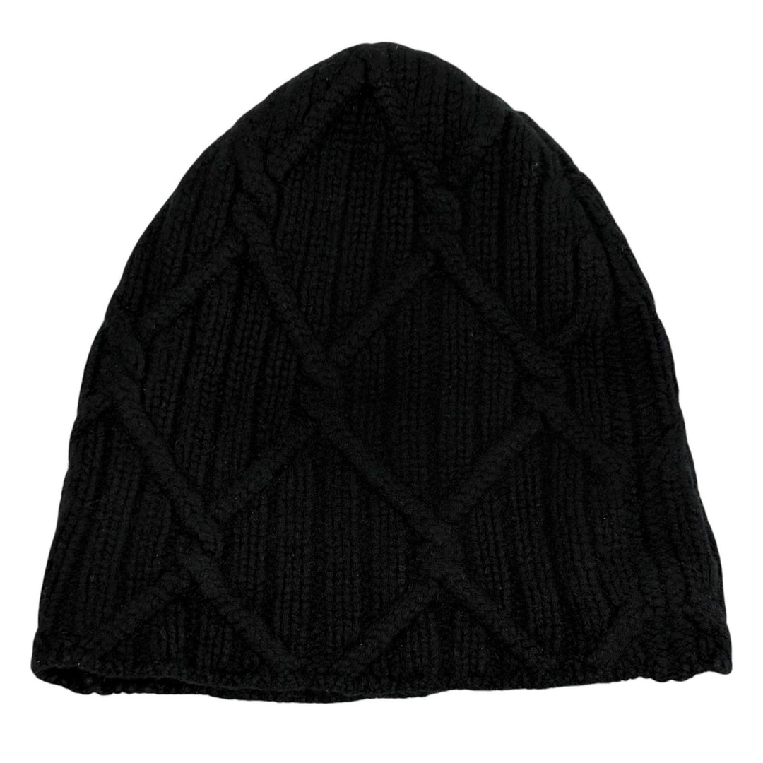Great CHANEL Knit cap COCO Mark black cashmere Women 18B