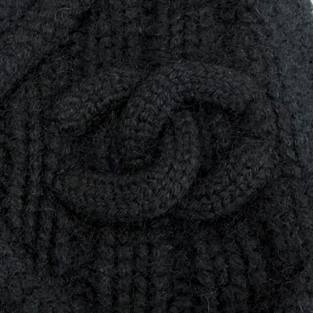 Great CHANEL Knit cap COCO Mark black cashmere Women 18B