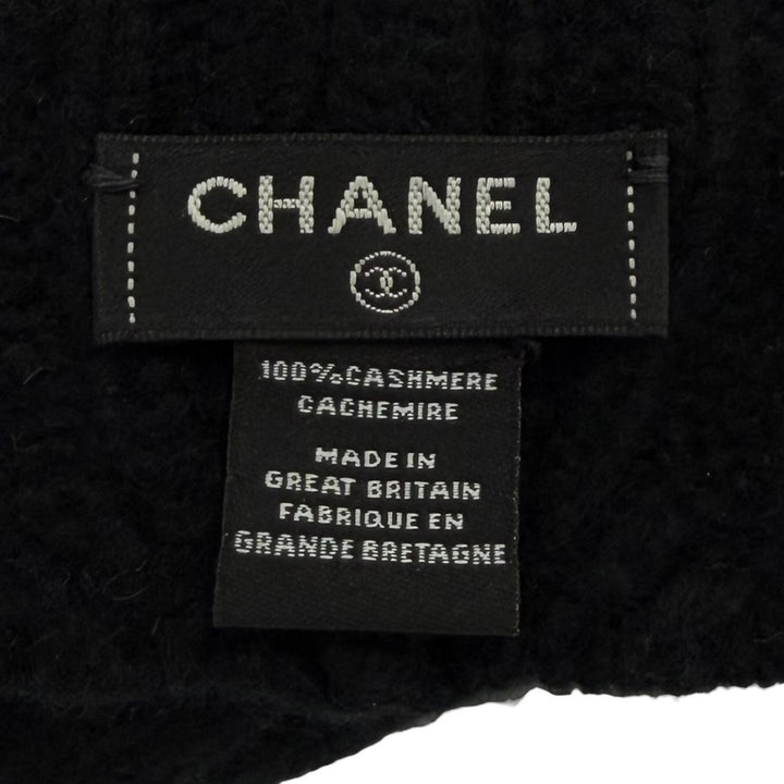 Great CHANEL Knit cap COCO Mark black cashmere Women 18B
