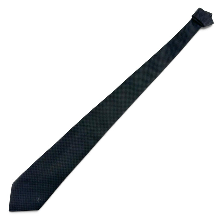 Great LOUIS VUITTON tie Cravat Microdamier LV logo black silk mens M78746