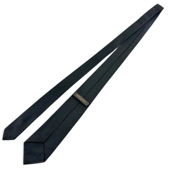 Great LOUIS VUITTON tie Cravat Microdamier LV logo black silk mens M78746