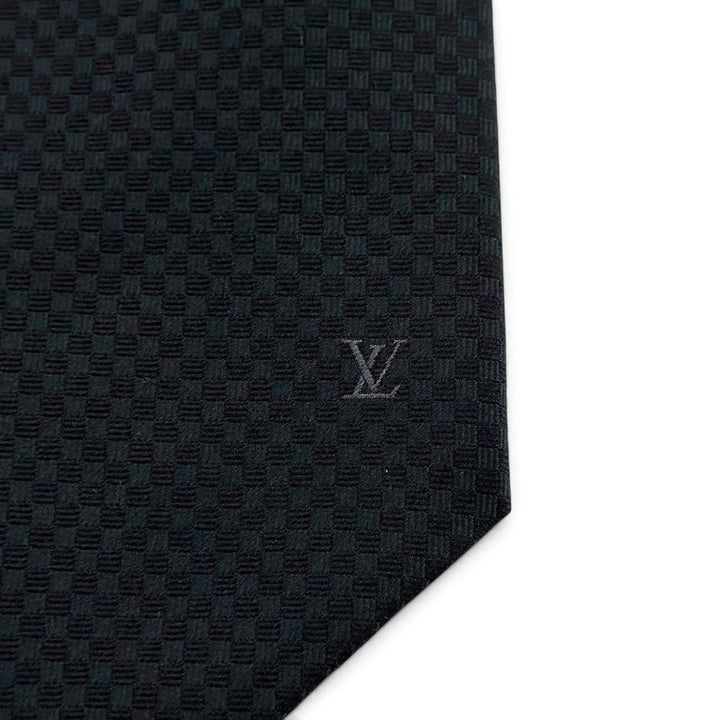 Great LOUIS VUITTON tie Cravat Microdamier LV logo black silk mens M78746